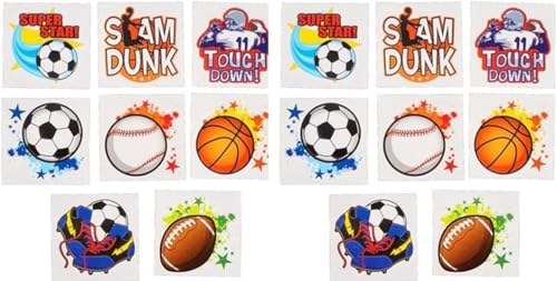 Sports Tattoos 144 Pc - Soccer Baseball Football Basketball