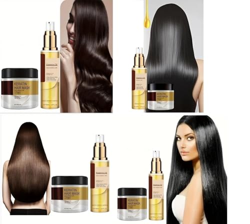 Professional Keratin Hair Treatment Set with Mask & Oil for All Hair Types