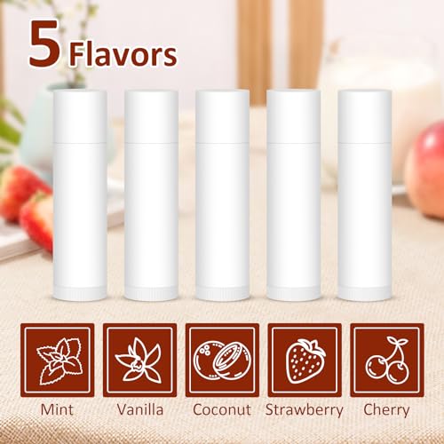 120 Pack Lip Balm Unlabeled, Natural Lip Balm Bulk Blank Tube, Personalized Lip Balms for Party Favors Adults and Bridal Shower Favors or Baby Shower Gifts-5 Flavors