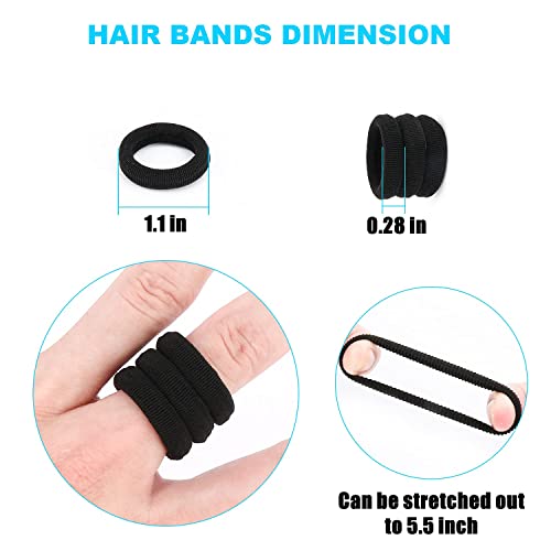 WANBY Mini Black Hair Ties - 100 Pcs Seamless Soft Elastics
