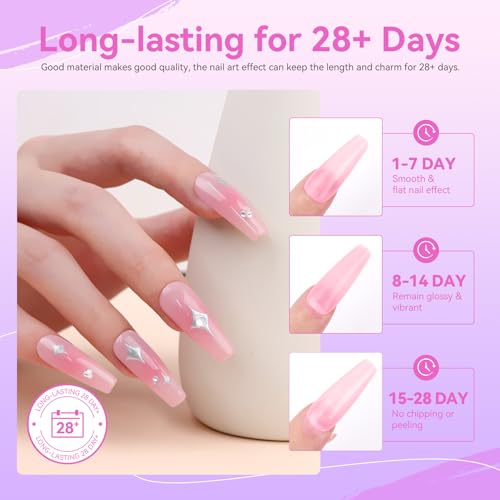 Vrenmol Poly Gel Nail Kit Starter Kit: 6 Colors Pink Purple Poly Extensions Gel Kit Builders Hard Gel Long-Lasting Manicure Kit Nail Lamp Fast Cure No Lifting Beginner Set