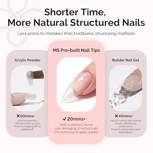 MelodySusie Medium Almond Apex Gel Nail Tips Kit - 300 Pcs, 15 Sizes