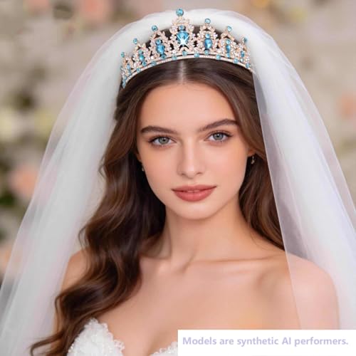 Queen Crown Tiara with Crystals for Women - Bridal & Party Headband