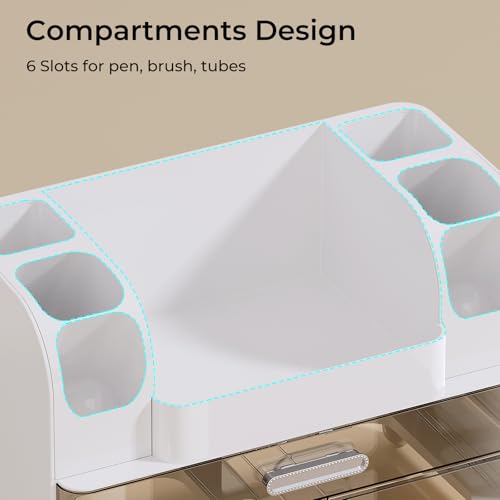 UFORU Makeup Organizer with 2 Drawers & Brush Holders