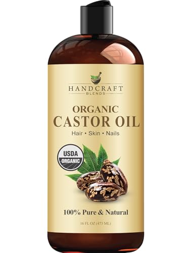 Organic Castor Oil 16 Fl Oz - Pure Nourishing Hair & Skin Moisturizer - Handcraft Blends
