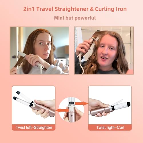 VAV Mini Curling Iron 2-in-1 Travel Hair Straightener & Curler