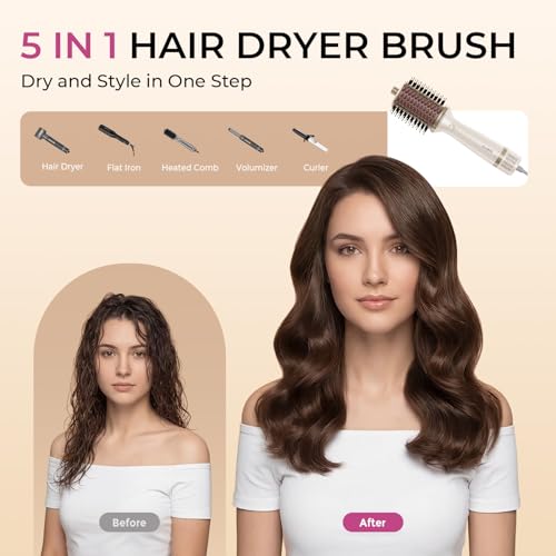 5-in-1 Blow Dryer Brush with Heated Comb | Nano Titanium