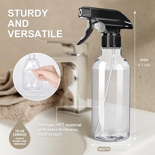 Uineko 10 Oz Spray Bottle 2-Pack, Mist & Stream, BPA-Free