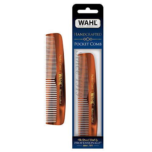 Wahl Beard, Mustache, & Hair Pocket Comb for Men's Grooming - Handcrafted & Hand Cut with Cellulose Acetate - Smooth, Rounded Tapered Teeth - Model 3324