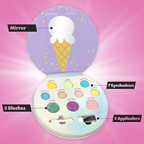 Glitter Makeup Palette for Kids - 10 Color Eyeshadow & Blush Set