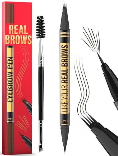 Eyebrow Pen 2-in-1 Waterproof with 4-Fork Tip & Brush