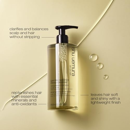 shu uemura art of hair Gentle Radiance Clarifying Shampoo - Deep Cleansing, Removes Buildup and Balances Moisture, For All Scalp and Hair Types, 13.4 Fl Oz