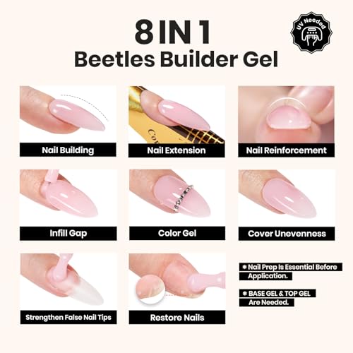 Beetles Builder Gel Set with Base & Top Coat - Clear Gel for Nails