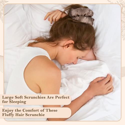 4Pcs Large Satin Hair Scrunchies, Big Pillow Scrunchies for Women Girls Silk Sleepy Scrunchie Ponytail Holders for Thick Hair