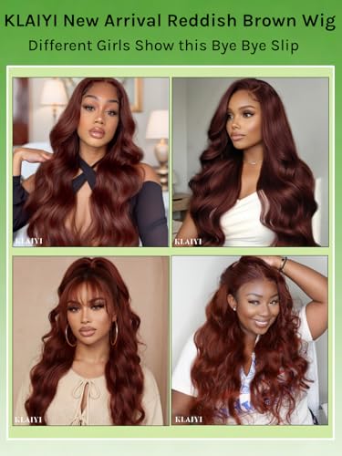 KLAIYI Reddish Brown Loose Wave Glueless Lace Front Wig 20"
