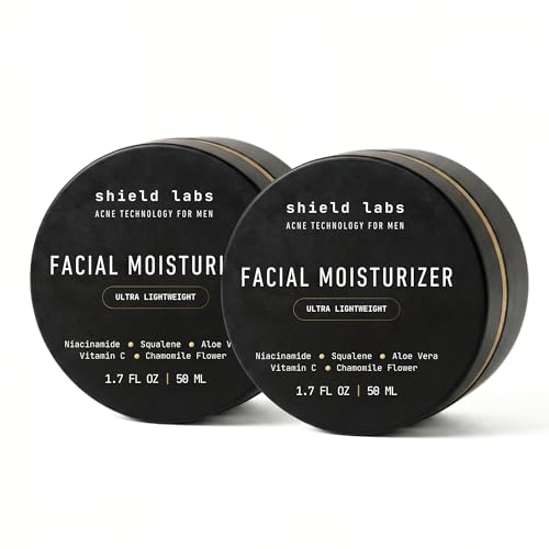 Shield Facial Moisturizer for Men and Boys, Lightweight Hydration Cream for Oily or Sensitive Skin, 1.7 oz, Pack of 2
