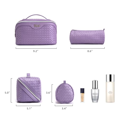 BOYATU 3-Piece Travel Makeup Bag Set - Large Capacity Vegan Leather