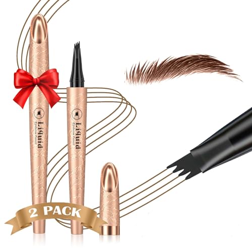 Microblading Eyebrow Pen 4-Fork Tip Waterproof Dark Brown 2PC