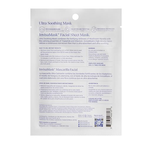 BioRepublic Ultra Soothing InvisaMask for Face, with Squalane, Tripeptide, Allantoin | Hydrates, Brightens, & Reduces Swelling and Redness | InvisaMask with Age-Fighting Antioxidants | Pack of 6