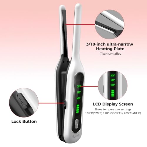 SUNMAY Cordless Mini Flat Iron for Short Hair - Travel Size