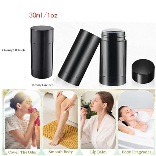 10 Pack Empty Deodorant Container Twist Up Filling Stick Plastic Deodorant Container Bottomfill Lip Balm Tube Refillable Deodorant Tubes for DIY Deodorant Lipstick Crayon Chapstick(30ml,Black)