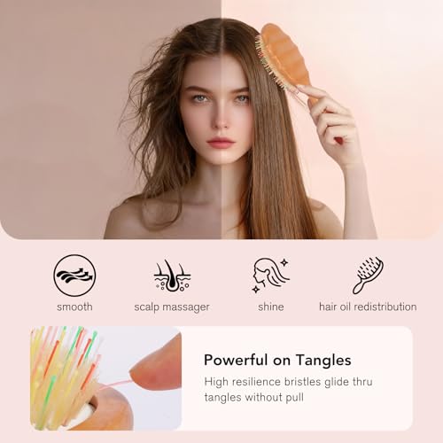 Boar Bristle Hair Extension Brush with Wave Handle