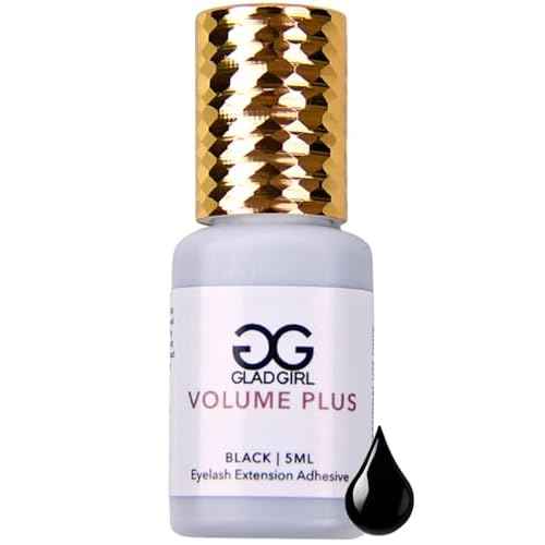 GladGirl False Eyelash Extension Glue - Volume Plus 5ml - Fast Dry Time of 1-2 Seconds - Maximum Eyelash Extension Bond - Ultra Black