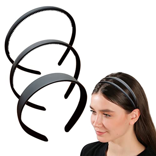 AEGYPIUS Solid Simple Plastic Headbands for Women Head Bands for Women's Hair Plain Soft Head Band Headband No Slip Fashion Hair Bands Cute Hair Hoops Hair Accessories For Girls Women (Black)