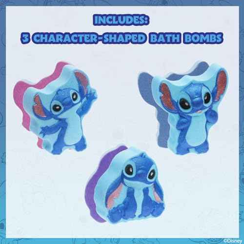 Stitch Bath Bombs for Kids, Fun Bright Rainbow Colors, Raspberry Scented for Kids, Ages 3+, by Townley Girl