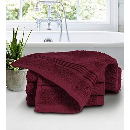 Belizzi Home Ultra Soft Cotton Washcloths, Contains 24 Piece Face Cloths 12x12 inch, Ideal for Everyday use Face Towels, Compact & Lightweight Multi Purpose Washcloths - Burgundy