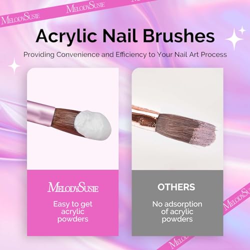 Rose Gold MelodySusie 4-Piece Acrylic Nail Brush Set for Nail Art