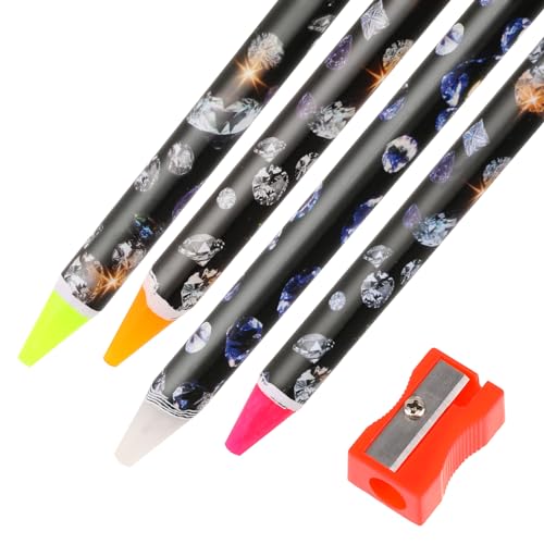 Hariendny 4-Pack Rhinestone Picker Wax Pencil Set with Sharpener for DIY Nail Art