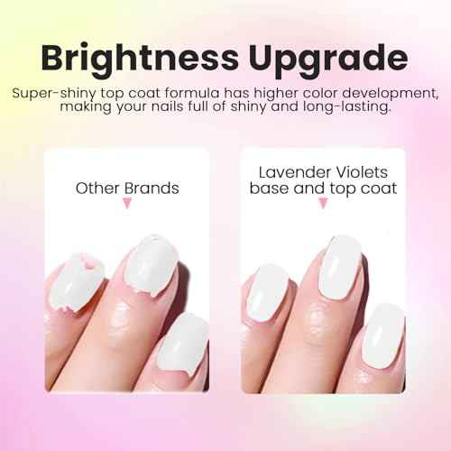 Lavender Violets Milky White Builder Base Coat and Top Coat Set, 15ml Base Gel Glossy No Wipe Top Gel Shiny Effect Building Extension Enhance Harden for Weak Thin Nails A102A112