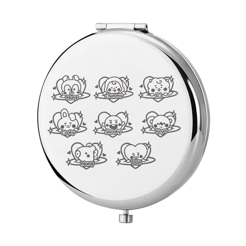 KEYCHIN K-Pop Boys Pocket Mirror Korean Group Fans Gifts Korean Bangtan Compact Makeup Mirror for K-Pop Fans (BT Mang-S)