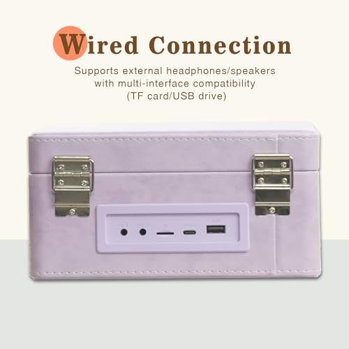 Portable Bluetooth CD Player with Rechargeable Battery & Speakers - Retro Design, AUX/TF Card Support