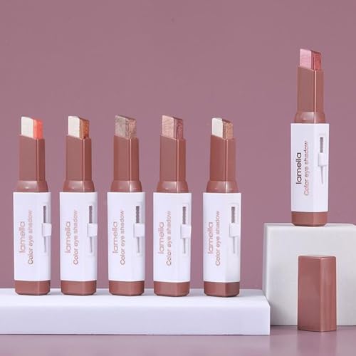 6-Color Double-Ended Eyeshadow Stick Set with Brush