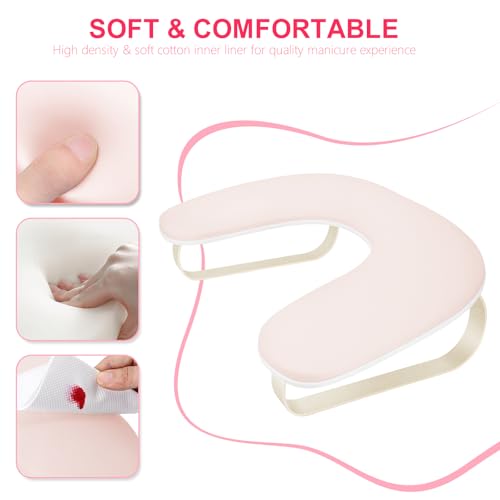 Manicure Arm Rest for Nails Tech, Cleanable Leather Nail Arm Rest Stand, U Shaped Hand Rest Pillow for Acrylic Nail Salon Home Use, Aluminum Alloy Bracket(Pink£©