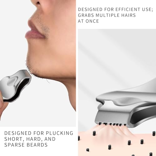 20mm Precision Butterfly Tweezers for Beard, Eyebrows, Facial & Ingrown Hair - Wide Tip, Stainless Steel - Hair Removal Tool with Anti-Slip Slot & Case - for Men & Women