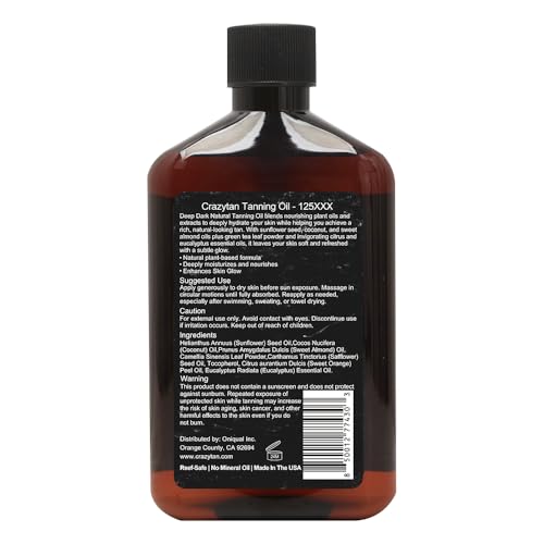 Tanning Oil 125xxx 8oz Deep Dark Natural Oil? Fresh Citrus Scent ? Made in USA