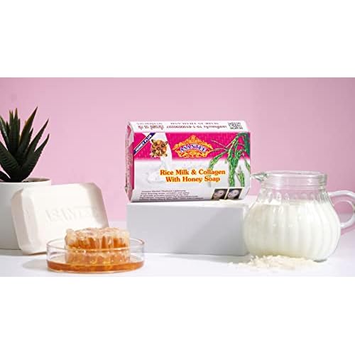 ASANTEE Rice Milk with Collagen and Honey Soap - Luxurious Body Soap for Soft, Clear, and Radiant Skin - Scent Long-Lasting (Pack of 6)