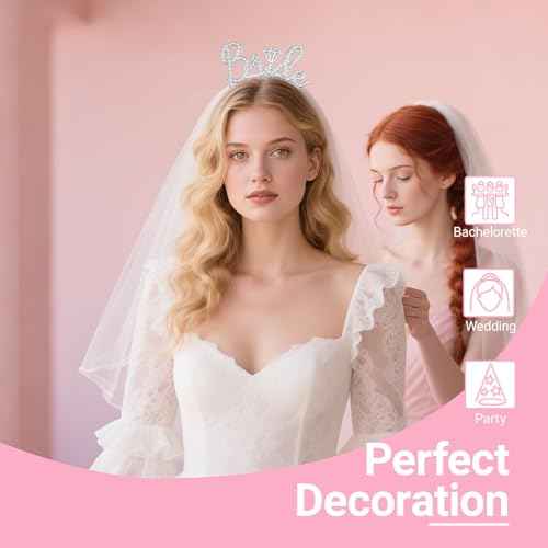 3Pcs Bride to Be Headband with Sash and Veil for Bachelorette Party Decorations, Bridal Shower Accessories for Gift, Favors - Silver