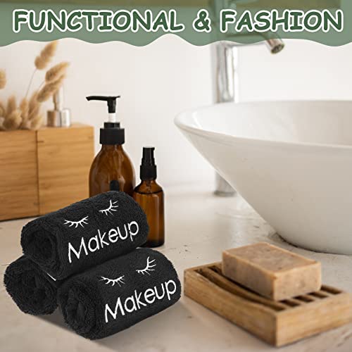 Shimeyao 13x13 Inch Black Makeup Towels Bulk Reusable Makeup Washcloths for Face Facial Remover Washcloths Absorbent Cotton Towel for Salon Spa Women Skin Care(12 Pcs,Classic)