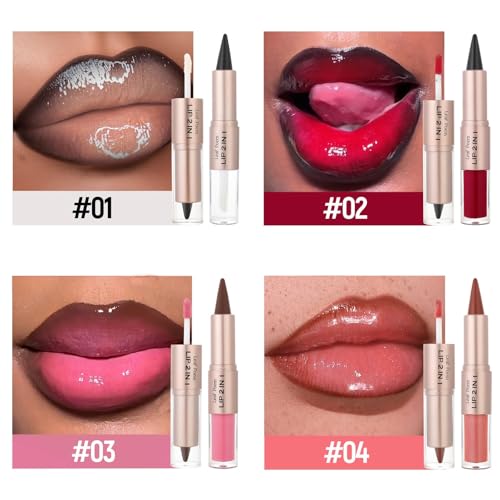BAISEN DIARY 2-in-1 Double-Ended Matte Lip Liner & Gloss Duo - Cool Nude Brown