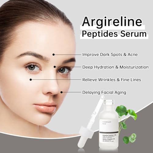 Argireline Serum With Hyaluronic Acid For Fine Lines, Anti Aging Argireline Solution 10 Percent For Dark Spot, 30 ML Anti Wrinkles Multi Peptide Serum For Face, Eye, Neck.