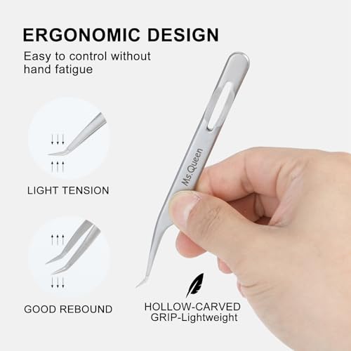 Ms.Queen Eyelash Tweezers for Lash Extensions,Precision Lash Extension Tools for Isolation,Classic and Volume Lash Extension Applying
