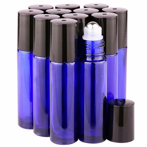10ml Cobalt Blue Essential Oil Roller Bottles - 12 Pack
