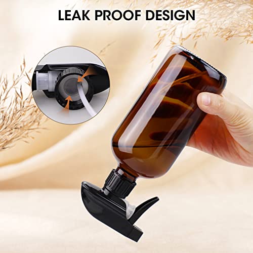 16 oz Amber Glass Spray Bottle with Adjustable Nozzle