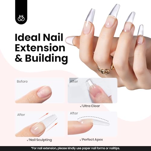 Beetles HEMA-Free Hard Gel for Nails - Clear & Jelly Pink, 2 Pcs with Nail Brush