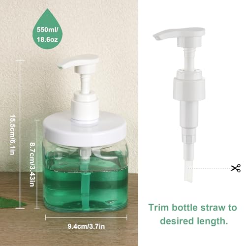 Pump Bottle Dispenser 4 Pack 550ml/18.6oz Lotion Dispenser Wide Mouth Plastic Refillable Lotion Pump Bottles Empty Bathroom Shower Containers for Hand Wash Shampoo Conditioner(Clear)