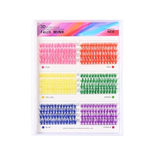 3D Colored Lash Clusters 312 Pcs Fluffy Faux Mink 10-16mm